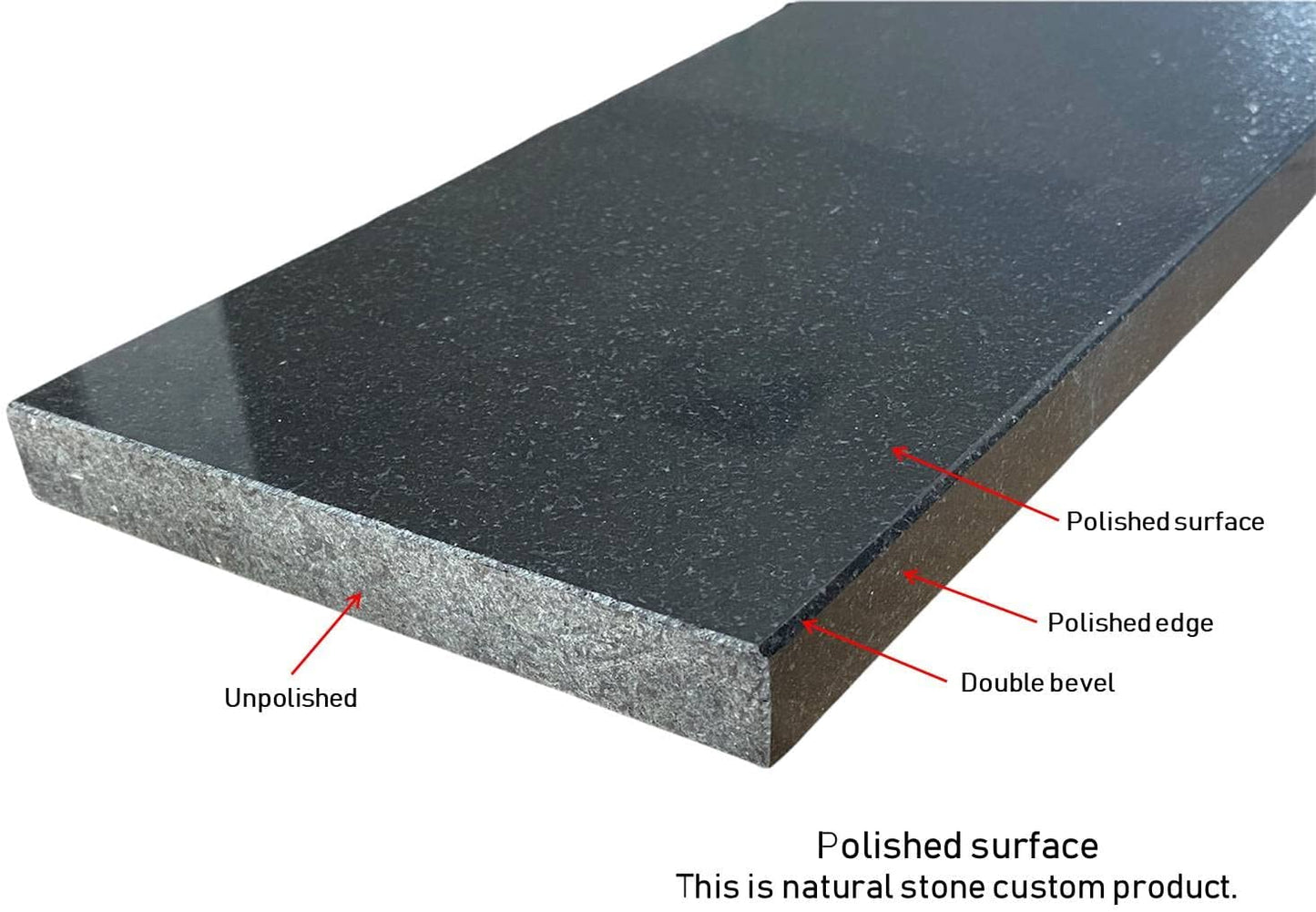 Absolute Black Marble Granite Threshold (Marble Saddle)-Window Sill-Shower Curb-Polished-(6" x 48")- Custom Size Please Contact