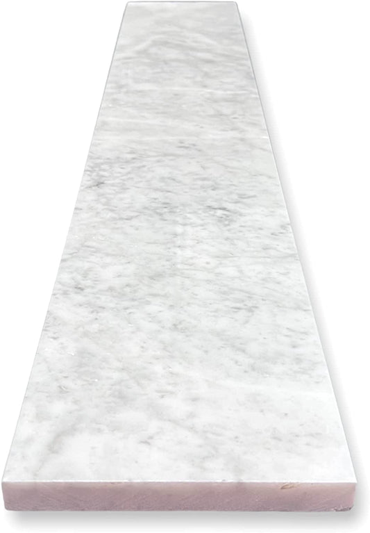 Carrara Bianco White Marble Threshold (Marble Saddle)-Window Sill-Shower Curb-Polished-(6" x 48")- Custom Size Please Contact